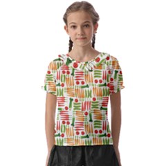 Vegetables Kids  Frill Chiffon Blouse by SychEva