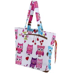 Owl Pattern Drawstring Tote Bag by Salman4z