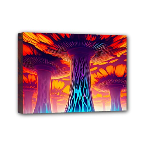 Sci-fi Fantasy Art Painting Colorful Pattern Mini Canvas 7  X 5  (stretched) by Ravend