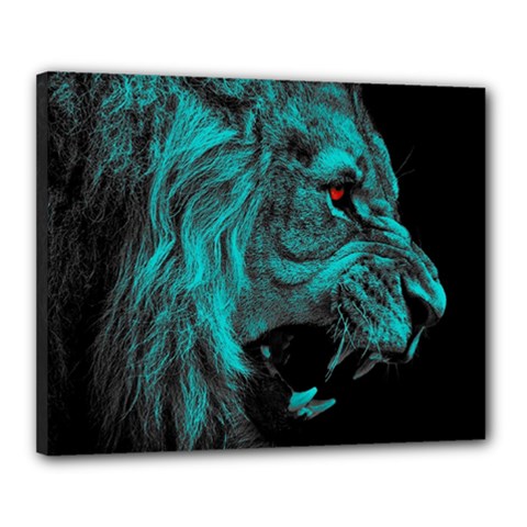 Angry Male Lion Predator Carnivore Canvas 20  X 16  (stretched) by Salman4z