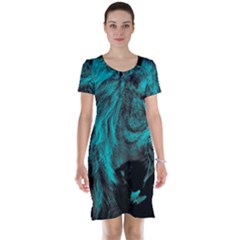 Angry Male Lion Predator Carnivore Short Sleeve Nightdress by Salman4z