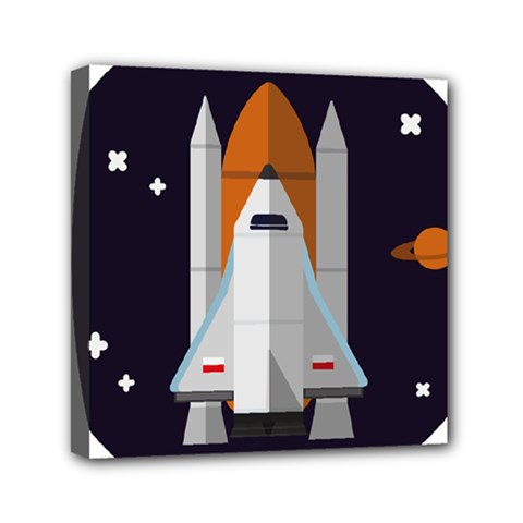 Rocket Space Universe Spaceship Mini Canvas 6  X 6  (stretched) by Salman4z