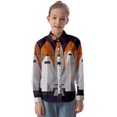Rocket Space Universe Spaceship Kids  Long Sleeve Shirt by Salman4z