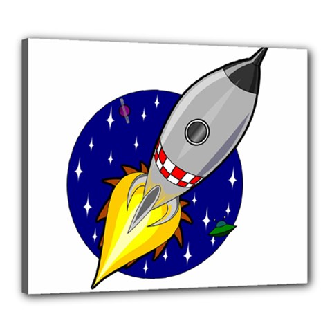 Rocket Ship Launch Vehicle Moon Canvas 24  X 20  (stretched) by Salman4z