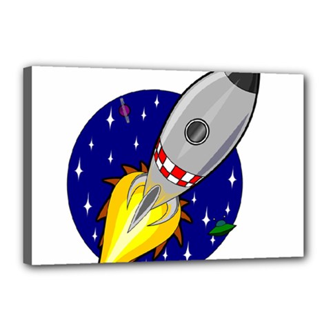 Rocket Ship Launch Vehicle Moon Canvas 18  X 12  (stretched) by Salman4z