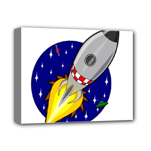 Rocket Ship Launch Vehicle Moon Deluxe Canvas 14  X 11  (stretched) by Salman4z