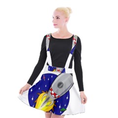 Rocket Ship Launch Vehicle Moon Suspender Skater Skirt by Salman4z