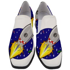 Rocket Ship Launch Vehicle Moon Women Slip On Heel Loafers by Salman4z