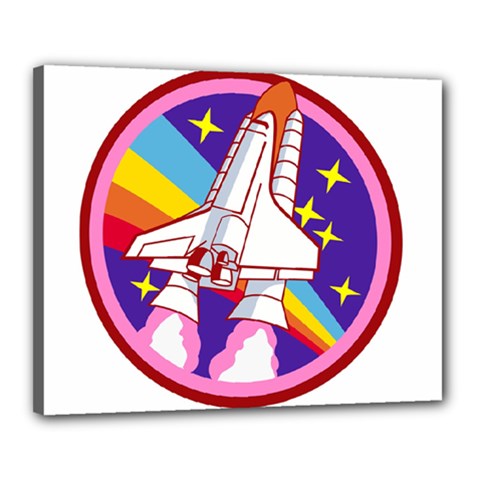 Badge Patch Pink Rainbow Rocket Canvas 20  X 16  (stretched) by Salman4z