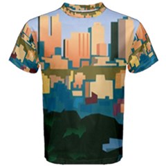 City Buildings Urban Dawn Men s Cotton Tee by Salman4z
