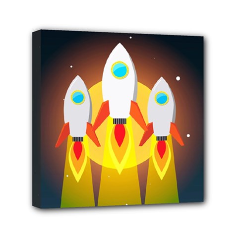 Rocket Take Off Missiles Cosmos Mini Canvas 6  X 6  (stretched) by Salman4z