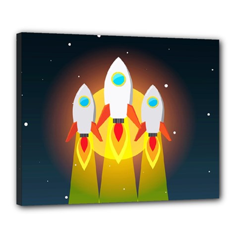 Rocket Take Off Missiles Cosmos Canvas 20  X 16  (stretched) by Salman4z