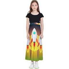 Rocket Take Off Missiles Cosmos Kids  Flared Maxi Skirt by Salman4z