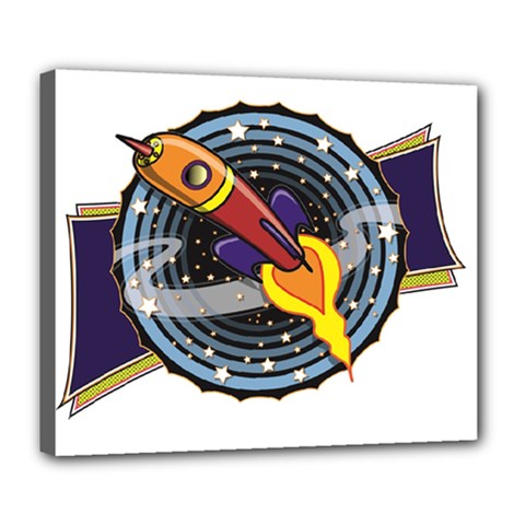 Rocket Space Clipart Illustrator Deluxe Canvas 24  X 20  (stretched) by Salman4z