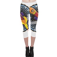 Rocket Space Clipart Illustrator Capri Leggings  by Salman4z