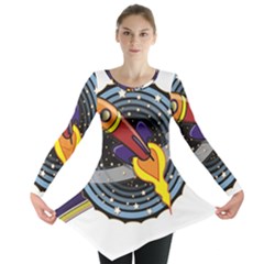 Rocket Space Clipart Illustrator Long Sleeve Tunic  by Salman4z