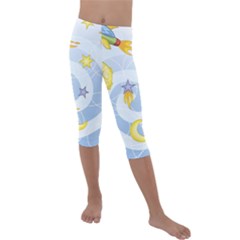 Science Fiction Outer Space Kids  Lightweight Velour Capri Leggings  by Salman4z