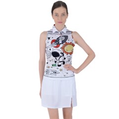 Astronaut Drawing Planet Women s Sleeveless Polo Tee by Salman4z