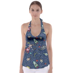 Cat Cosmos Cosmonaut Rocket Babydoll Tankini Top by Salman4z