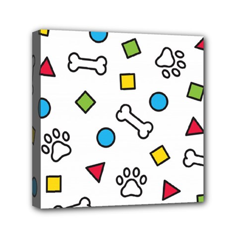 Dog Paw Seamless Pattern Footprint Bone Mini Canvas 6  X 6  (stretched) by Salman4z
