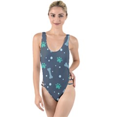 Bons Foot Prints Pattern Background High Leg Strappy Swimsuit by Salman4z