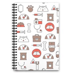 Vector Thin Line Art Vet Seamless Pattern 5 5  X 8 5  Notebook by Salman4z