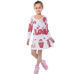 Hand Drawn Valentines Day Element Collection Kids  Long Sleeve Velvet Dress by Salman4z
