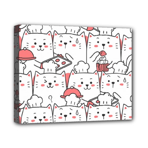 Cute Cat Chef Cooking Seamless Pattern Cartoon Canvas 10  X 8  (stretched) by Salman4z
