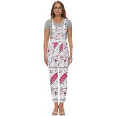 Cute Animal Seamless Pattern Kawaii Doodle Style Women s Pinafore Overalls Jumpsuit by Salman4z