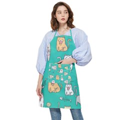 Seamless-pattern-cute-cat-cartoon-with-hand-drawn-style Pocket Apron by Salman4z