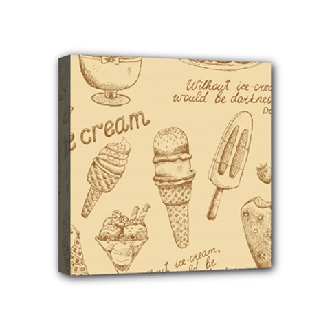 Ice-cream-vintage-pattern Mini Canvas 4  X 4  (stretched) by Salman4z