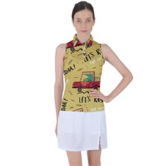 Childish-seamless-pattern-with-dino-driver Women s Sleeveless Polo Tee by Salman4z