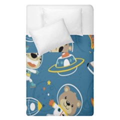 Seamless-pattern-funny-astronaut-outer-space-transportation Duvet Cover Double Side (single Size) by Salman4z