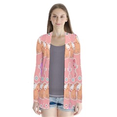 Cute-kawaii-kittens-seamless-pattern Drape Collar Cardigan by Salman4z