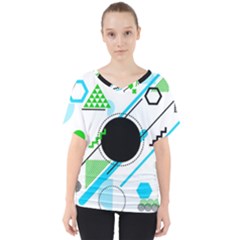 Geometric-shapes-background V-neck Dolman Drape Top by Salman4z