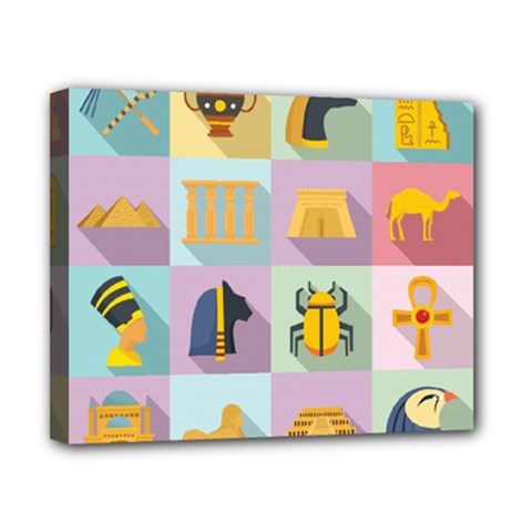 Egypt-icons-set-flat-style Canvas 10  X 8  (stretched) by Salman4z
