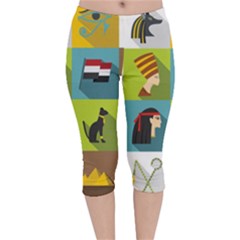 Egypt-travel-items-icons-set-flat-style Velvet Capri Leggings  by Salman4z