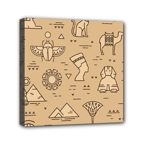 Egyptian-seamless-pattern-symbols-landmarks-signs-egypt Mini Canvas 6  X 6  (stretched) by Salman4z