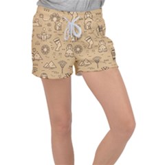 Egyptian-seamless-pattern-symbols-landmarks-signs-egypt Women s Velour Lounge Shorts by Salman4z