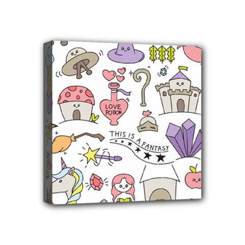 Fantasy-things-doodle-style-vector-illustration Mini Canvas 4  X 4  (stretched) by Salman4z
