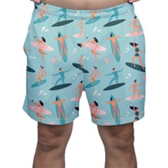 Beach-surfing-surfers-with-surfboards-surfer-rides-wave-summer-outdoors-surfboards-seamless-pattern- Men s Shorts by Salman4z