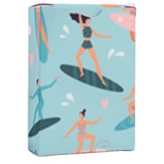 Beach-surfing-surfers-with-surfboards-surfer-rides-wave-summer-outdoors-surfboards-seamless-pattern- Playing Cards Single Design (rectangle) With Custom Box by Salman4z