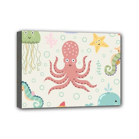 Underwater-seamless-pattern-light-background-funny Mini Canvas 7  X 5  (stretched) by Salman4z