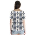 Nautical-seamless-pattern-vector-illustration V-Neck Flutter Sleeve Top View2