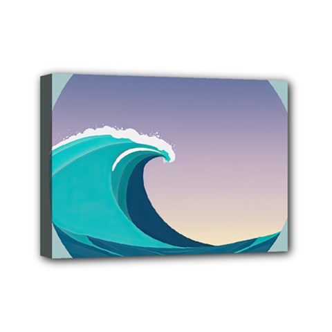 Tsunami Tidal Waves Wave Minimalist Ocean Sea Mini Canvas 7  X 5  (stretched) by Ravend