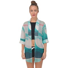 Tidal Wave Ocean Sea Tsunami Wave Minimalist Open Front Chiffon Kimono by Ravend