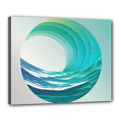 Tsunami Tidal Wave Wave Minimalist Ocean Sea Canvas 20  X 16  (stretched) by Ravend