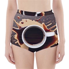 Coffee Cafe Espresso Drink Beverage High-waisted Bikini Bottoms by Ravend