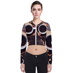 Coffee Cafe Espresso Drink Beverage Long Sleeve Zip Up Bomber Jacket by Ravend