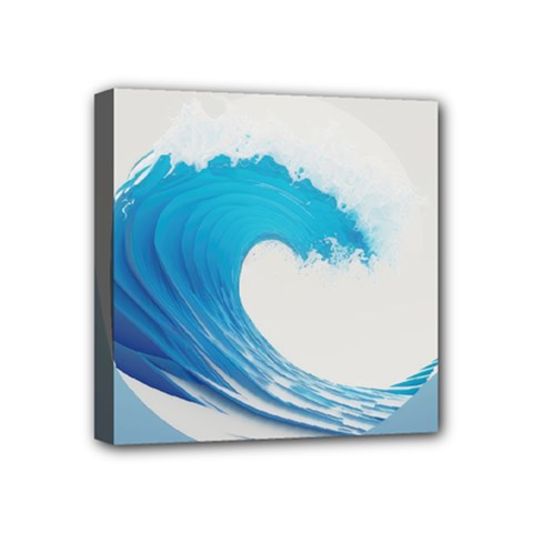 Wave Tsunami Tidal Wave Ocean Sea Water Mini Canvas 4  X 4  (stretched) by Ravend